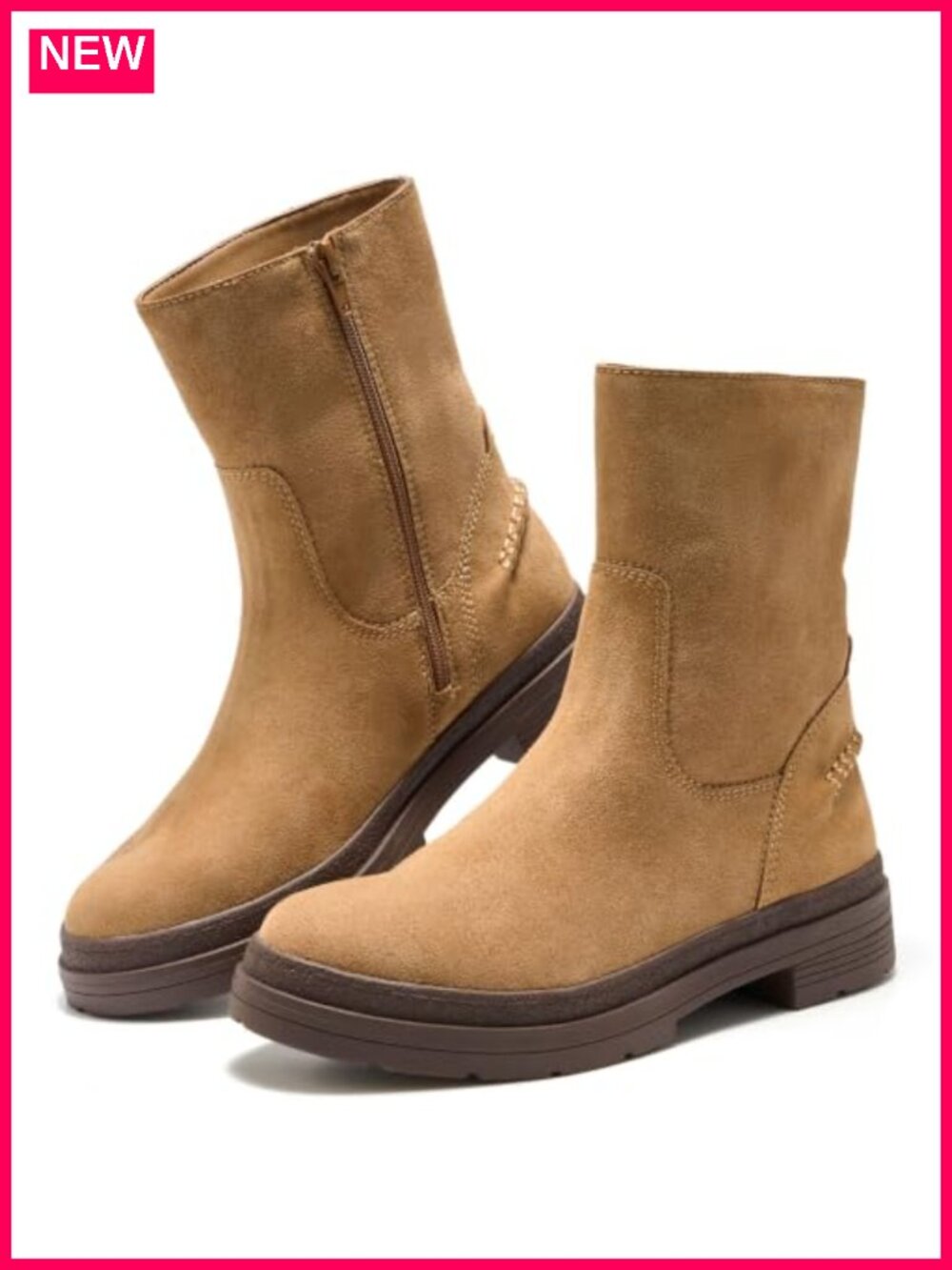 Genuine Leather Mid Calf Boots Women Low Block Heel Comfort